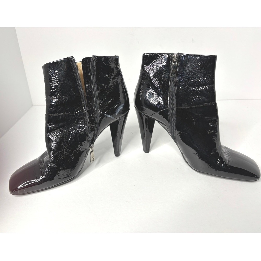 Prada Black Crinkled Patent Leather Square Toe Ankle Boots 39 Heel‎ 1I746L - Picture 6 of 9